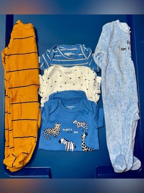 Carter's Baby Onesie Set - Blue, White, Mustard
